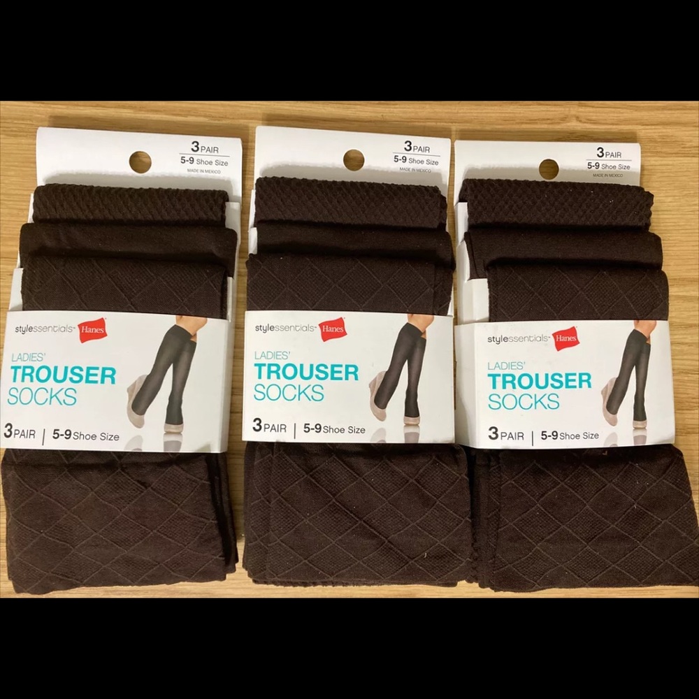 3X Women's Hanes Stylessentials Trouser shoe Socks Size 5-9 3 Pair each Brown.